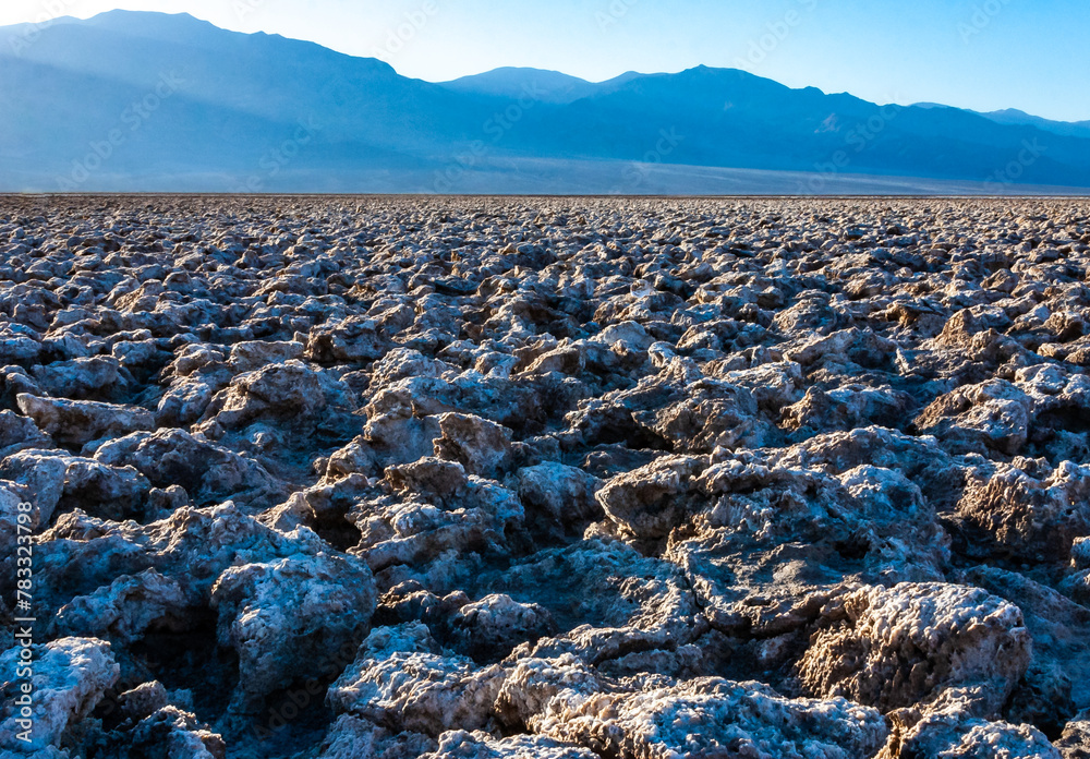 Self-sedimented salt cracked in the heat of the sun in the desert in Death Valley, Death Valley National Park, California Self-sedimented salt cracked in the heat of the sun in the desert in Death Valley, Death Valley National Park, California