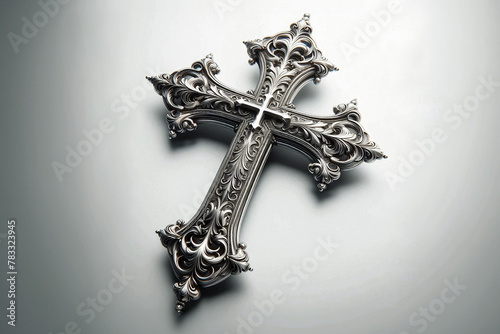 Cross Crucifix silver against a white background