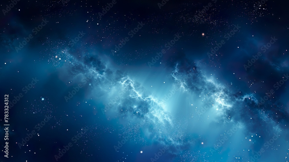 Striking galactic image with light beams piercing through the space clouds creating a spectacular view Striking galactic image with light beams piercing through the space clouds creating a spectacular view