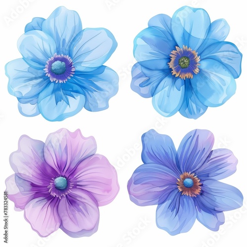 set of watercolor flowers
