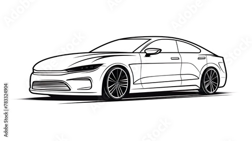 Capturing the essence of future mobility  this detailed line drawing showcases a modern electric sedan with a sleek and aerodynamic design