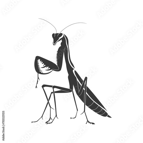 Silhouette mantis animal black color only full body