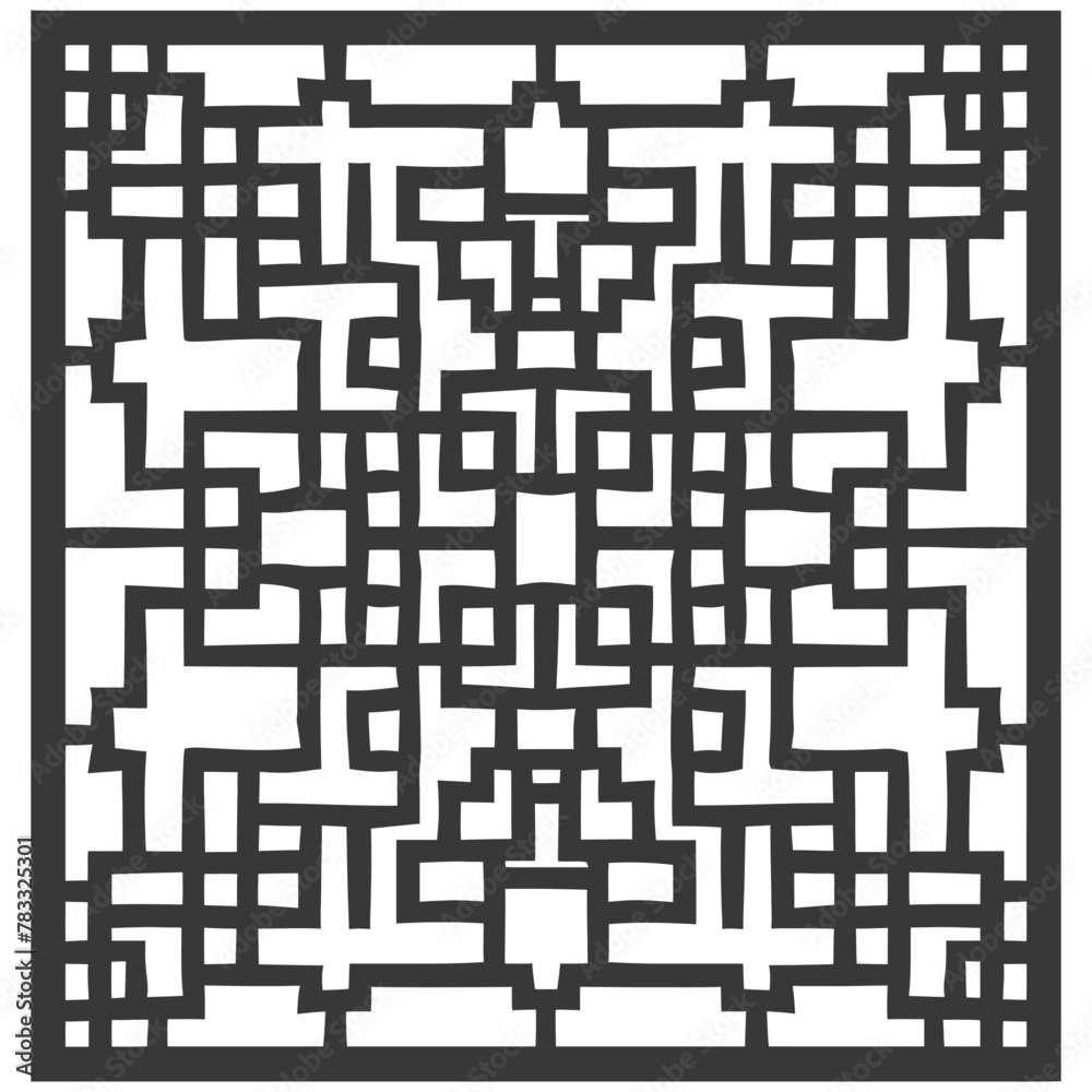 Silhouette of classical Chinese window lattice pattern black color only Silhouette of classical Chinese window lattice pattern black color only