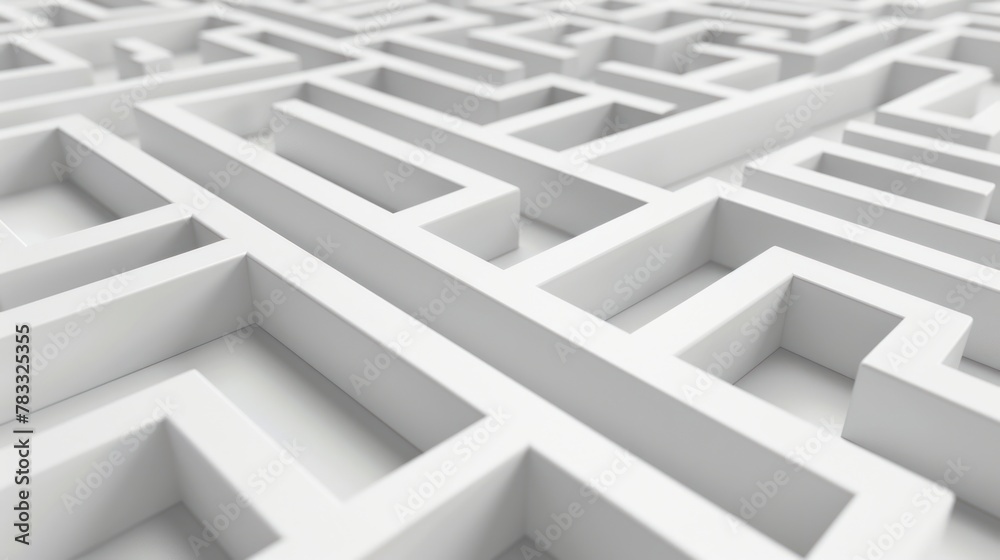 Endless Complexity: A 3D Maze - Aerial view of an intricate and endless 3D white maze. Endless Complexity: A 3D Maze - Aerial view of an intricate and endless 3D white maze.