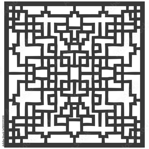 Silhouette of classical Chinese window lattice pattern black color only