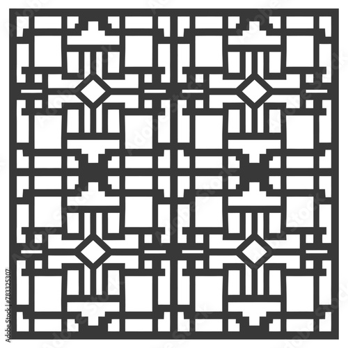Silhouette of classical Chinese window lattice pattern black color only
