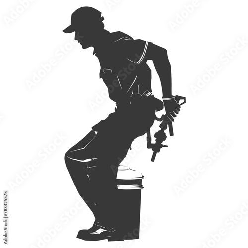 Silhouette Plumber in action full body black color only © NikahGeh