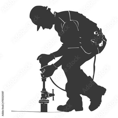 Silhouette Plumber in action full body black color only
