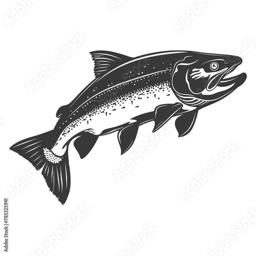 Silhouette salmon fish animal black color only full body