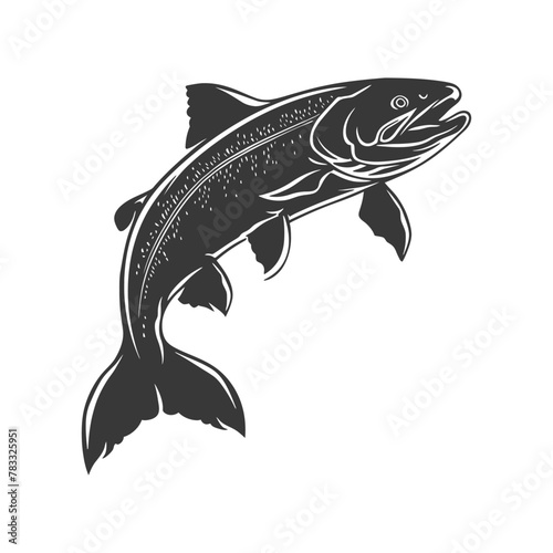 Silhouette salmon fish animal black color only full body