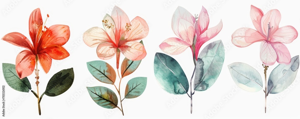 set of watercolor flowers set of watercolor flowers