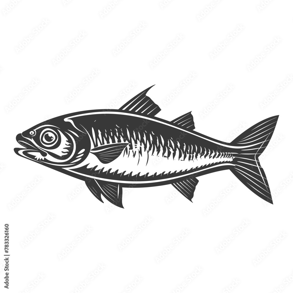 Silhouette sardine fish animal black color only full body Silhouette sardine fish animal black color only full body