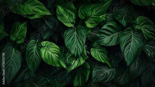 Soft focus and glowing light create a gentle and inviting atmosphere among the vivid green leaves on a dark background © Nicholas