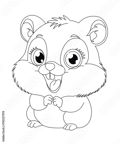 Hamster coloring book page for kids