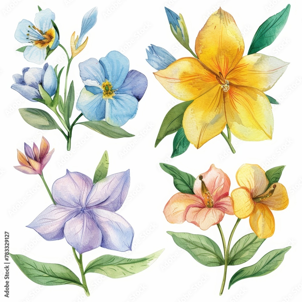 set of watercolor flowers set of watercolor flowers