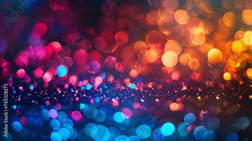 A blurry image of a colorful bokeh effect with lights, AI