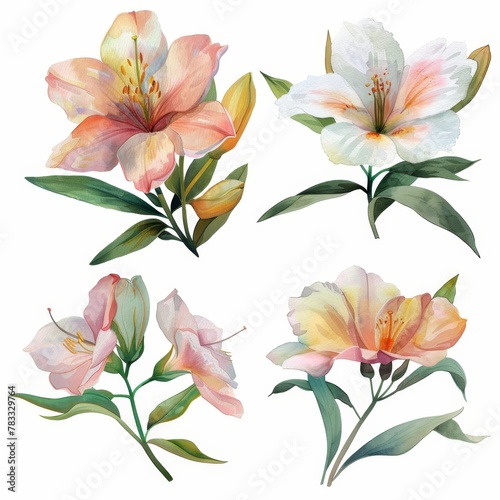 set of watercolor flowers