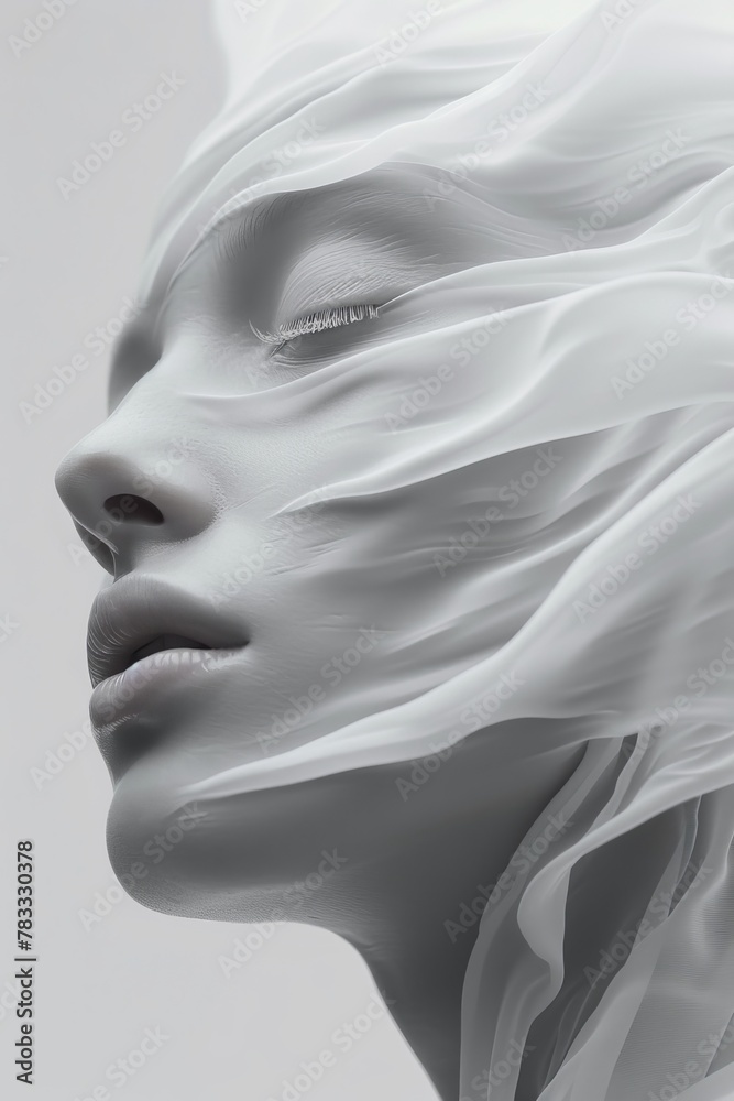 Portrait of a woman in monochrome style. The concept of tenderness and femininity