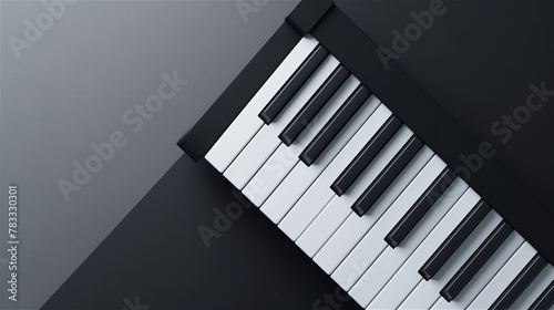 Obraz na płótnie Synthesizer or piano keyboard detail, black and white minimalist composition. w salonie
