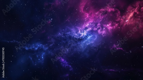 Abstract panoramic space nebula and shining stars background. AI generated image