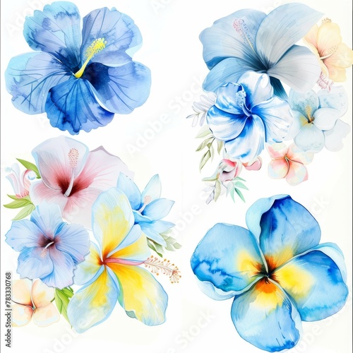 set of watercolor flowers