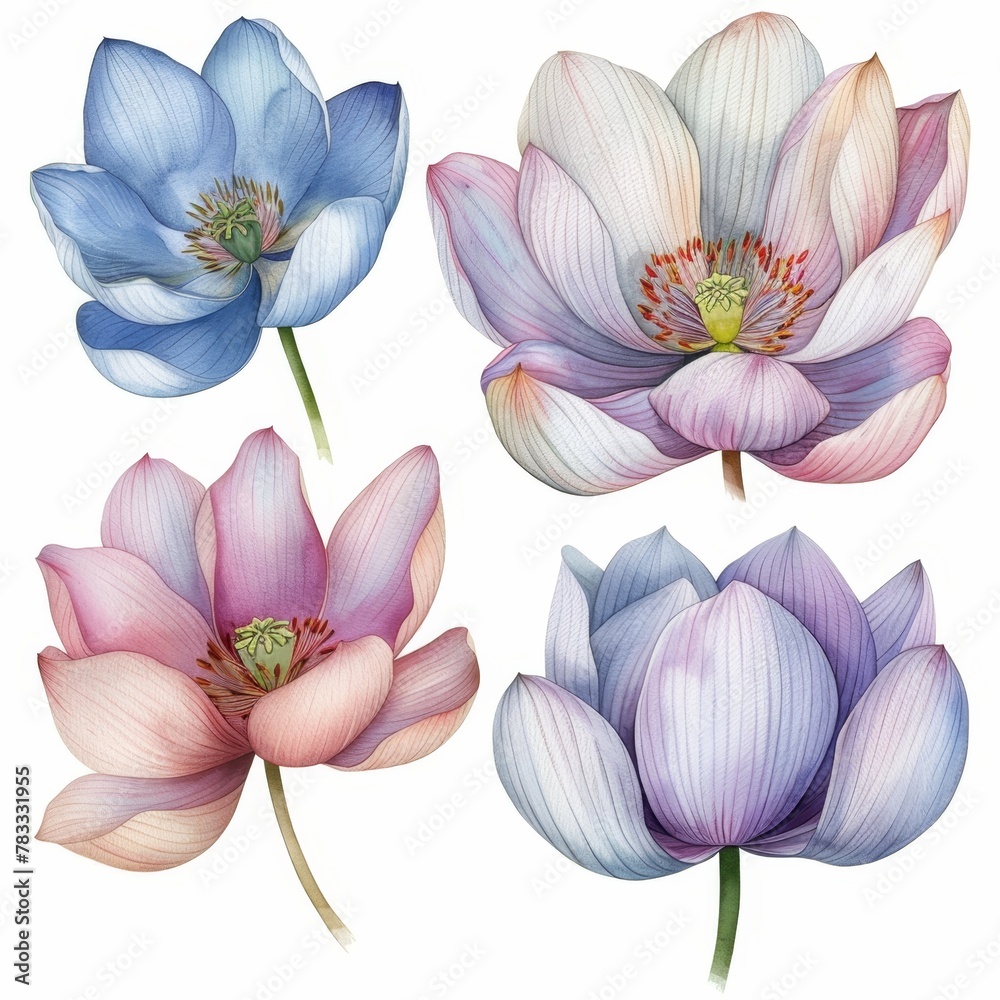 set of watercolor flowers set of watercolor flowers