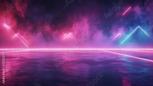 A neon pink and purple sky with some lines in it  AI
