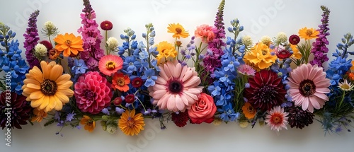Vibrant Symphony of Blooms: A Minimalist Floral Display. Concept Floral Arrangements, Minimalistic Design, Vibrant Colors, Botanical Decor
