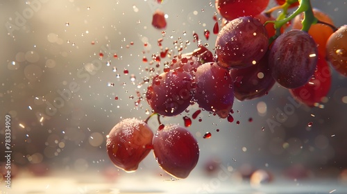 Grapes, colliding and exploding, crashing flying