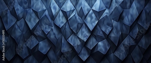 Abstract blue geometric background with diamond shapes and grunge texture, seamless pattern for web design or print presentation. Wide banner for advertising copy space. Dark blue wall wallpaper.