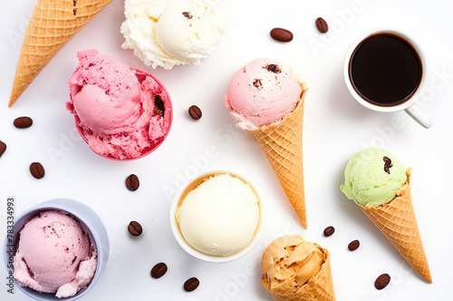 Colorful ive cream scoops photo