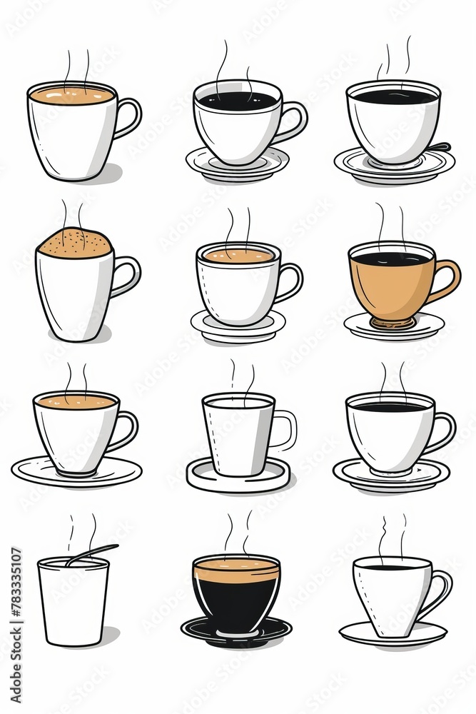A set of different coffee icons A set of different coffee icons