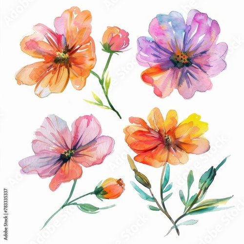 Wallpaper Mural set of watercolor flowers Torontodigital.ca