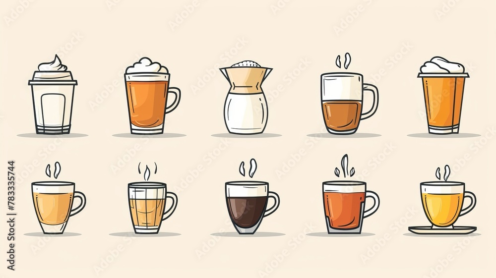 A set of different coffee icons A set of different coffee icons
