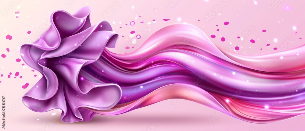 A pink and purple abstract backdrop featuring a flowing wave of liquid or powder against a light pink base, adorned with stars and sparkles A pink and purple abstract backdrop featuring a flowing wave of liquid or powder against a light pink base, adorned with stars and sparkles
