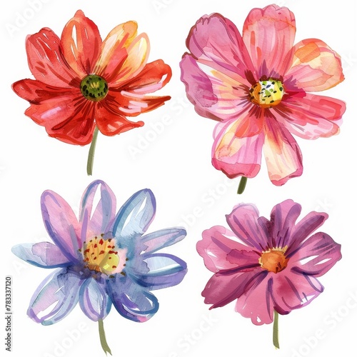 set of watercolor flowers