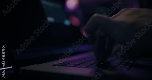Writing keyboard closeup laptop ultrabook gaming lights gaming room photo
