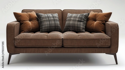 Brown Couch With Two Pillows