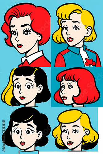  An engaging comic-style illustration capturing the essence of female communication in social interactions. The image portrays women in various roles, showcasing their strength.