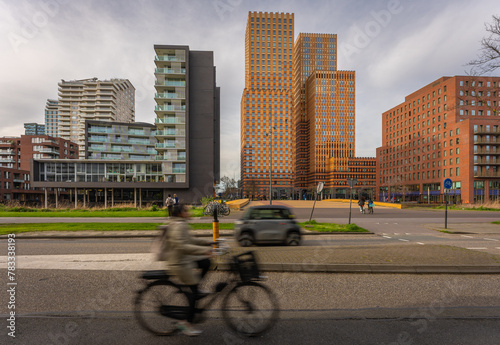 Cityscape of Amsterdam Zuidas, rapidly developing business district of Amsterdam, The Netherlands
