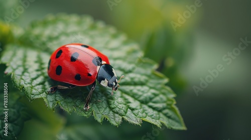 Red Ladybug on Green Leaf © ArtCookStudio