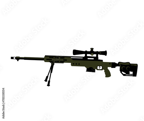 Infantry weapons. High-precision long-range sniper rifle. Isolated. Vector image for prints, poster and illustrations.