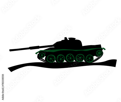 Main battle tank silhouette. Isolated image for prints, poster and illustrations.