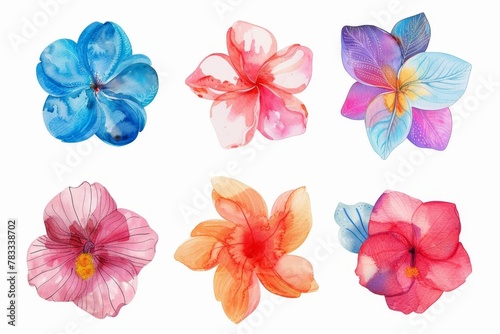 set of watercolor flowers