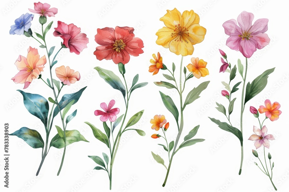 set of watercolor flowers set of watercolor flowers