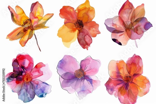 set of watercolor flowers