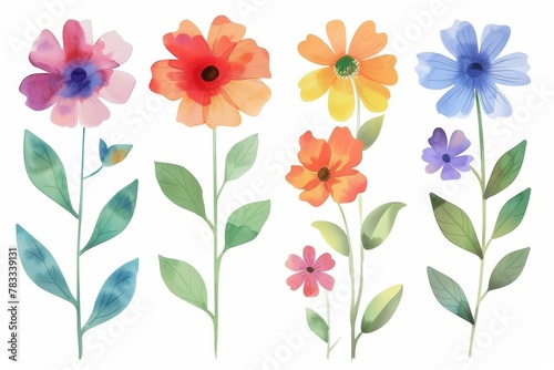 Wallpaper Mural set of watercolor flowers Torontodigital.ca