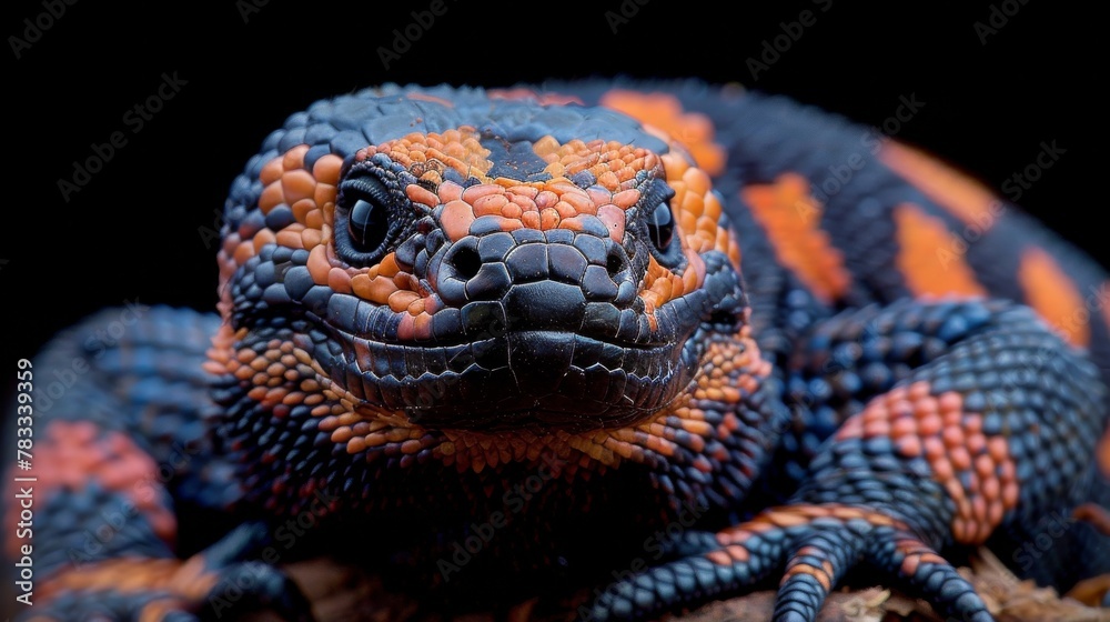 Close Up of an Orange and Black Lizard Close Up of an Orange and Black Lizard