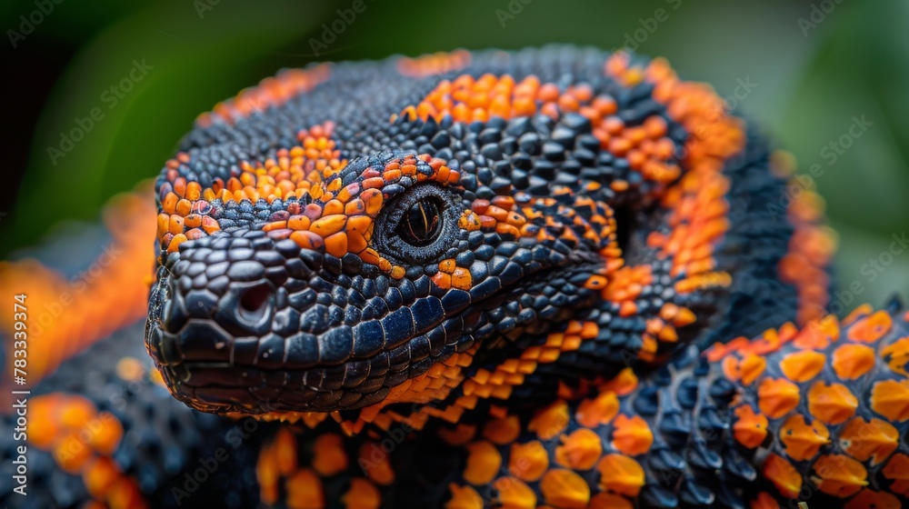 Fototapeta premium Close Up of an Orange and Black Lizard