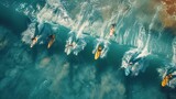 Group of People Riding Surfboards on Top of a Wave